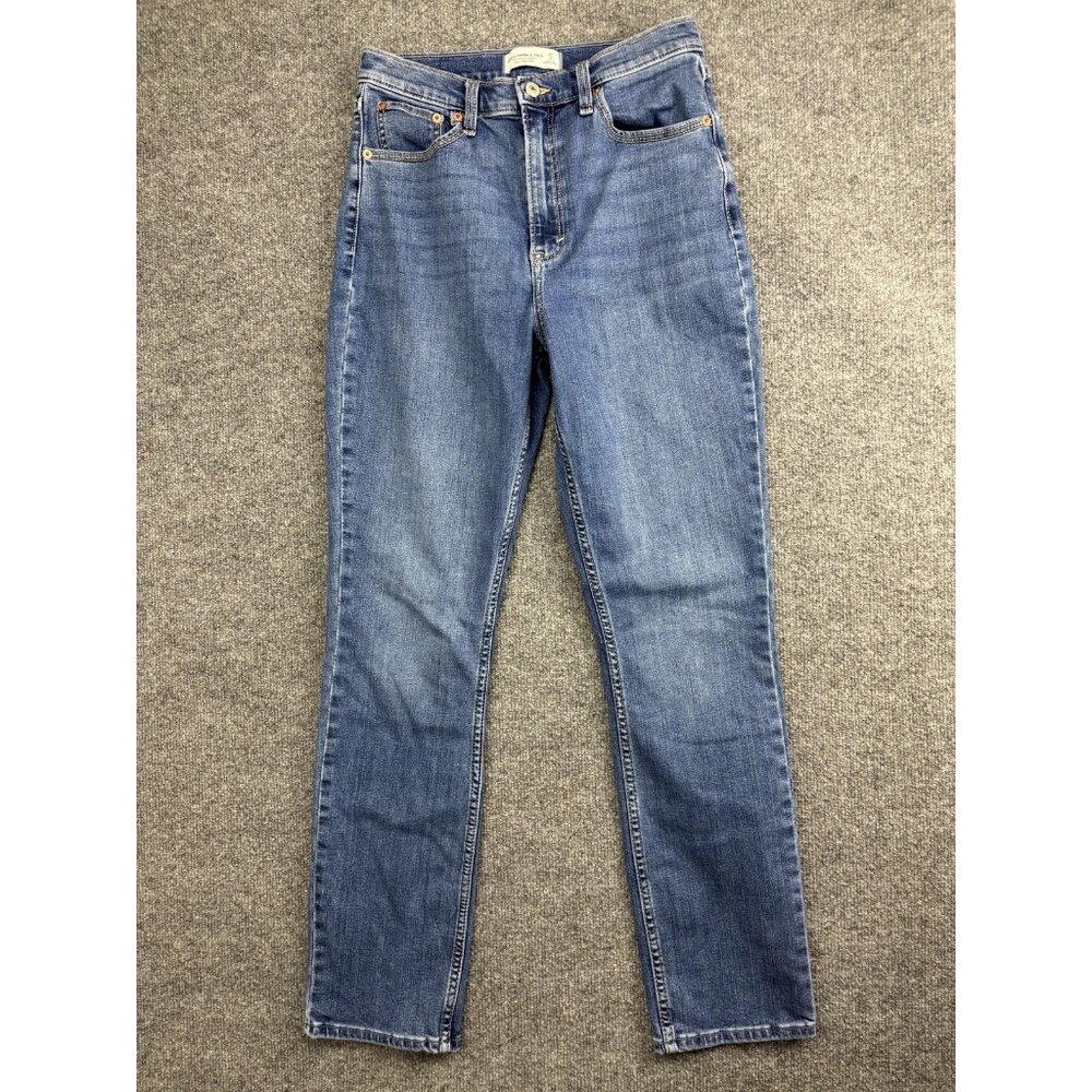 Abercrombie & Fitch The Slim Straight Jeans Womens 4 Blue Ultra High Rise 27x29
